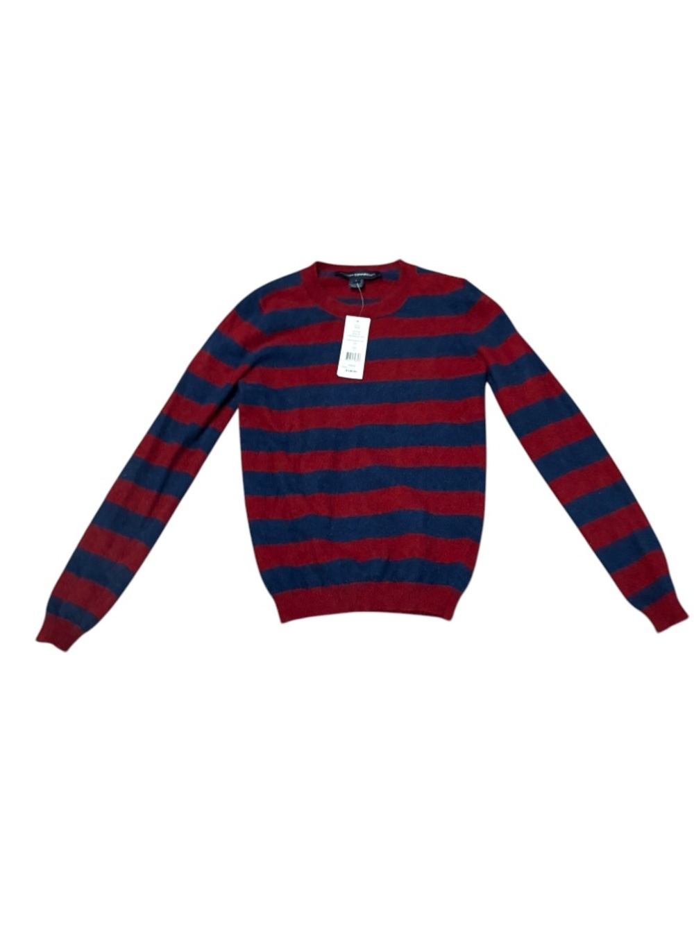 French connection new angora blend striped sweater blue and burgandy red S nwt